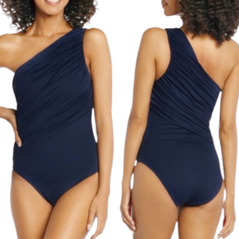 LA BLANCA Island Goddess Shirred One Shoulder One Piece! Retail $120